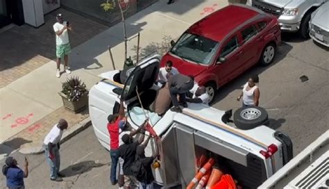 Bystanders step in to help driver after rollover wreck involving MBTA truck in Dorchester